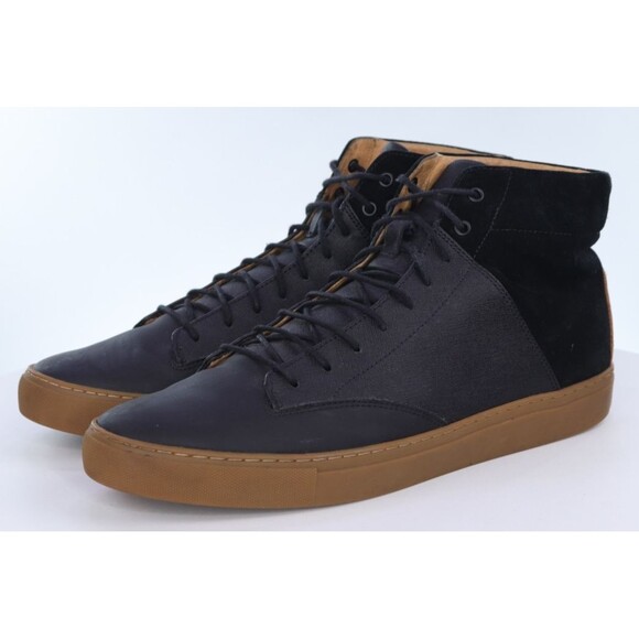 TCG Porter Men's High Top Sneakers Shoes Size EU 45 US 12 Leather Black Gum Sole